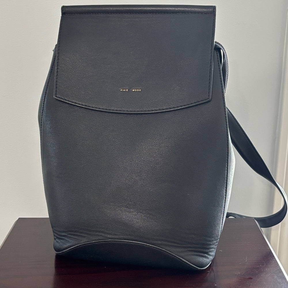 Pixie Mood Black Vegan Leather Mini Backpack Adju… - image 2